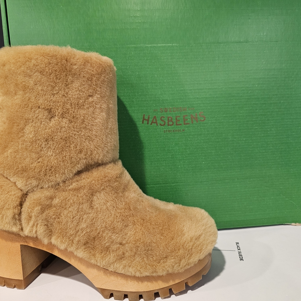 Swedish Hasbeens Tan Shearling Boots